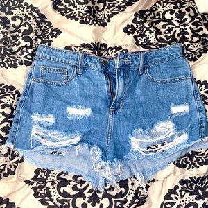 Ripped jean shorts